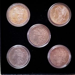 5 PC 1878-1882 $1 MORGAN SILVER DOLLAR XF SET